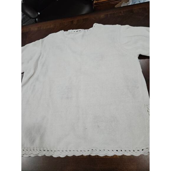 Vintage Shenanigians Embroidered Sweater Short Sleeve White Size M 90s - Picture 6 of 7